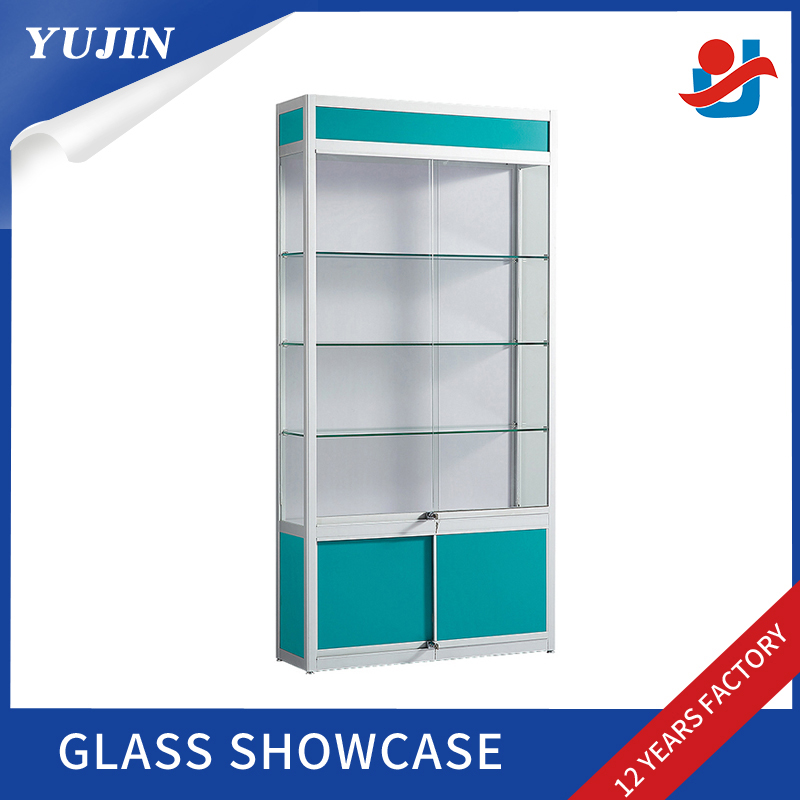 Lighting lockable glass display cabinet with storage Featured Image