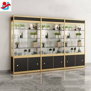 Free standing aluminum glass display showcase morden glass cabinet for shop