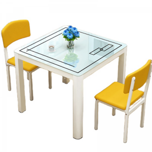 Мебели за дома Модерна трапезна маса от закалено прозрачно стъкло