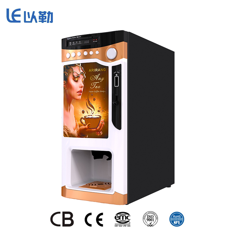 Máquina expendedora de café instantáneo premezclado que funciona con monedas y dispensador automático de vasos (1)