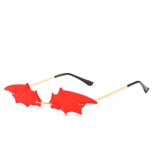 Exaggerated frameless bat party sunglasses
