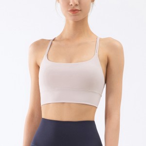 New nude sport yoga bra wholesale custom women strappy sports bra
