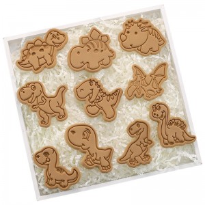 Kreslený dinosaurus sušenka plíseň cookie 3d lisování domácí pečicí forma pečení sušenka otáčení poleva