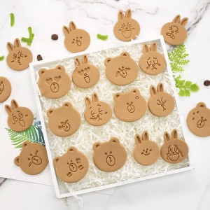 Moule à biscuits d'expression de dessin animé d'ours de lapin outil de cuisson de biscuits moule de pressage en trois dimensions