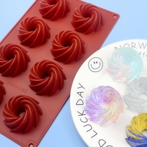 8 Cavity Swirl Силикон торт формасы шәраб конфеты формасы