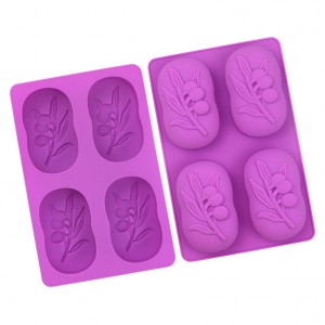 4 selv oliventre silikon kakeform håndlaget såpeform aromaterapi riskakeform