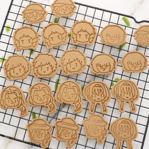 Molde de galletas de debuxos animados de perro salvaxe Wenhao, molde de galletas de prensa 3D, ferramenta para hornear en casa