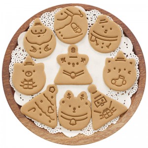 Milied cartoon cookie moffa tridimensjonali ippressar tond trijangolu cookie ħami għodda dar