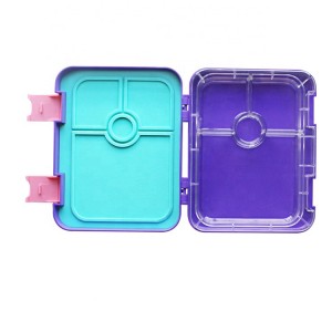Plastik Heavy Duty 4 Kompartemen Bento Lunch Box Kanggo bocah-bocah