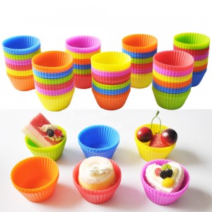 Silicone Muffin Baking Cups Colorful Reusable Mini Cupcake Molds, Nonstick Cupcake Liners Candy Molds Set DIY Cake Tools