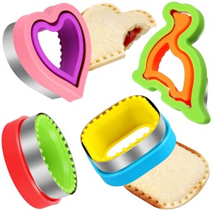 Yongli Sandwich Cutter uye Sealer Set, 4 Pcs Bread Sandwich Pancake Maker DIY Cookie Cutters Yevana