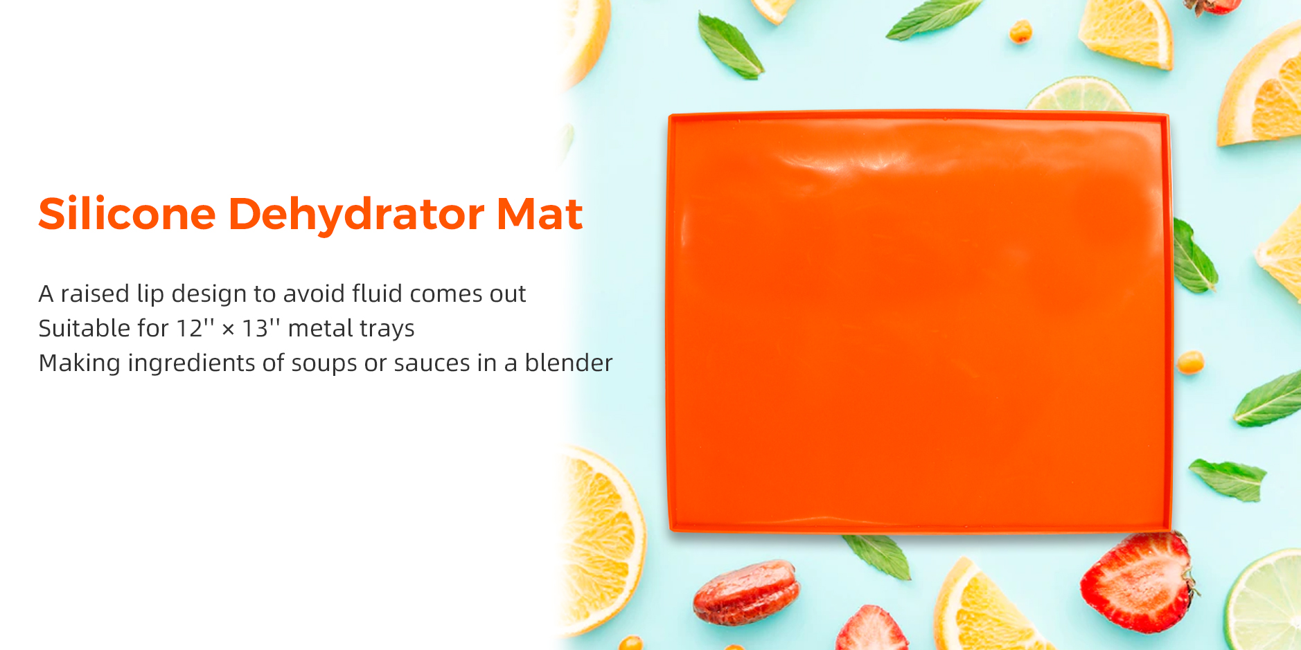 Silicone Dehydrator Sheets Mats with Edge for 13 