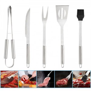 Accessoires de gril Pince, spatule, couteau, fourchette, brosse