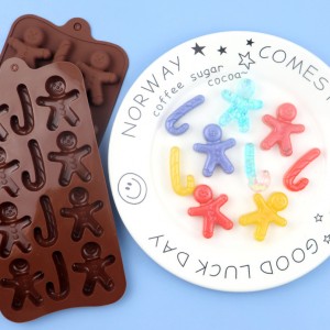 Yongli Christmas Silicone Molds para sa Baking Jelly Soap, Candy Cane, Gingerbread Men Chocolate Candy Mould