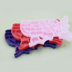 Yongli Ice Cube Trays, Silicone USA Map Shape Ice Cubes Mould Fun Tray for Freezer, Mini American Map Ice Ball Maker පහසුව-විස්කි කොක්ටේල් කෝපි යුෂ සාද තෑග්ග සඳහා නිදහස් කිරීම