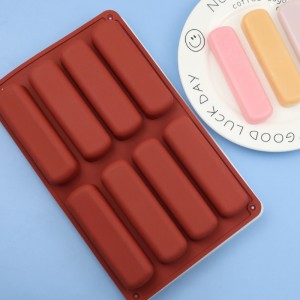Yongli 8 Rongga Silicone Mold, Silicone Biscuit Stick Baking Tray, Cookie and Coklat Mold, Long Strips Eclair Mold for Chocolate Cracker Bar Stick, Fondant Mold DIY Tools, Ice Cube Trays