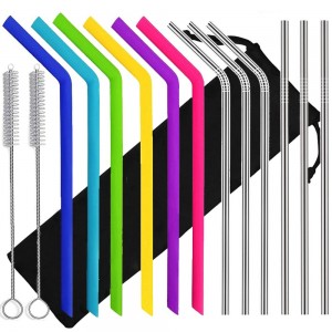 Yongli 8.5mm Silicone Straw Reusable Drinking Straws Case Reusable Silicone Drinking Straw