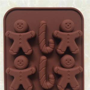 Acuan Silikon Krismas Yongli untuk Membakar Jeli Sabun, Gula-gula Tebu, Gingerbread Men Chocolate Candy Acuan