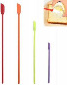 Yongli Mini spatule en silicone - Spatule de maquillage - Lot de 4 petites spatules en silicone - Ensemble de spatules fines pour les ouvertures maigres