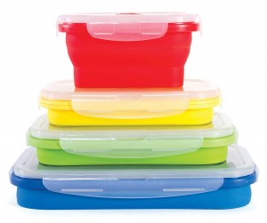 4 pakker silikon sammenleggbar matbeholder lunsjboks