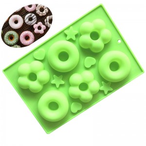 Mapoka matanhatu e2 maruva-akaita donut silicone cake mold inotonhora sipo mold DIY snack mold