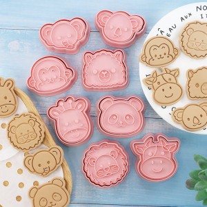 Cartoon animal cookie mold lion elephant 3d cookie stamper baking tool