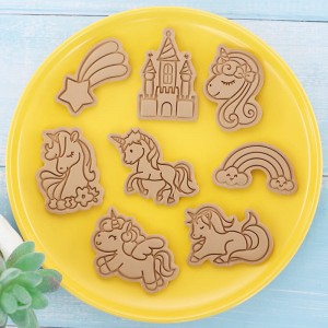 Stampo per biscotti a forma di unicorno Cartone animato tridimensionale premendo lo strumento di cottura dei biscotti