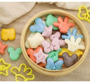 Cartoon Mickey One Mouth Steamed Bun Gloves Bow Knot Biscuit Fancy Flour Food Mold para sa mga Bata pasta agup-op