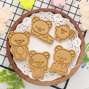 Cartoon bear creative cookie mold home baking tool 3d pressing cookie frosting mold cutting die