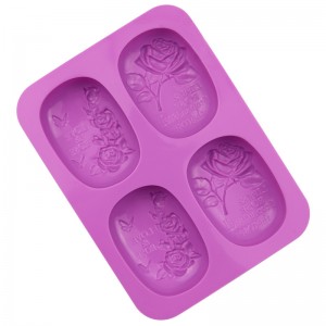 4 jämna ovala rosa silikonformar av livsmedelskvalitet handgjord tvålform kreativ kakform