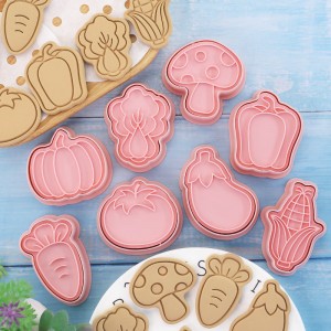 Cartoon vegetable cookie mold carrot 3d press plastic cookie frosting cutting mold fondant baking tool