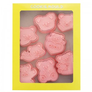 Cartoon Bear Cookie Mold 3d Pers Plastic Cookie Sterven Bakken Sterven Snijgereedschap