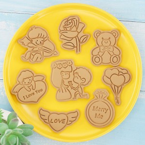 Molde de biscoito do dia dos namorados, caricatura de casamento, prensa tridimensional, molde de biscoito, fondant, ferramenta de cozimento