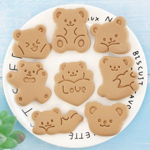 Cartoon Bear Cookie Mould 3d Press Plastic Cookie Die Baking Die Cutting Tool