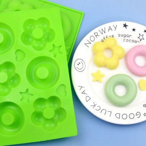 6 groepen van 2 bloemvormige donut siliconen cakevorm koude zeepvorm DIY snackvorm