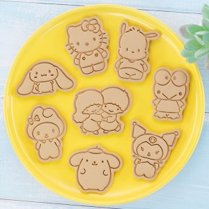 Stampo per biscotti di cartone animatu, set di 8 pezzi, stampu per taglio di biscotti in 3d, strumentu di pressa per cottura di fondant