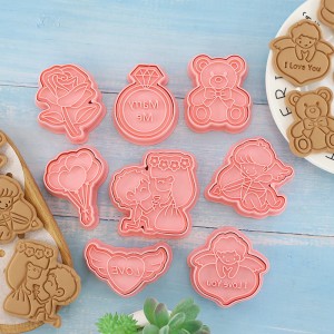 ວັນ Valentine ຂອງ cookie mold wedding ກາຕູນສາມມິຕິລະດັບກົດ cookie mold fondant ເຄື່ອງມື baking