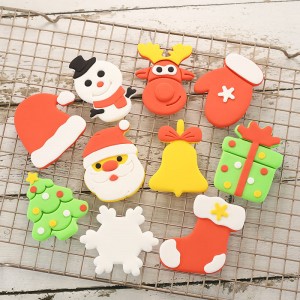 Коледна форма за кифлички на пара за домашен Дядо Коледа, лосове, снежинки, карикатура, шарка за кифлички на пара, форма за храна от брашно