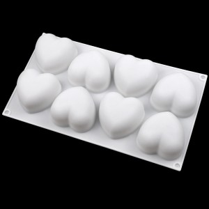 8 Forma tal-Qalb tas-silikonju Mousse Kejk Mold DIY Aromatherapy Plaster Mold