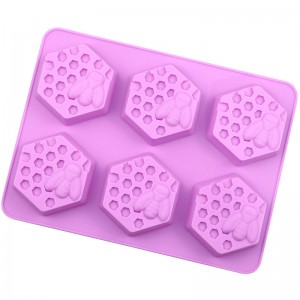 6 Cavity Bee Honeycomb Silicone Cake Mold Home Baking Handmade Soap Mold