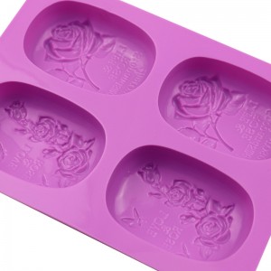 4 jevn oval rose silikonform av matkvalitet håndlaget såpeform kreativ kakeform