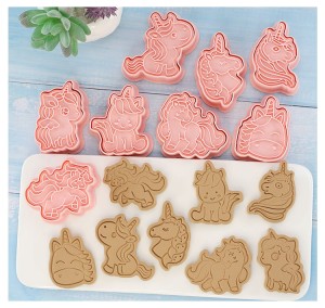 Eenhoorn pony regenboog cartoon koekjesvorm thuis 3D persen diy cookie fondant bakgereedschap