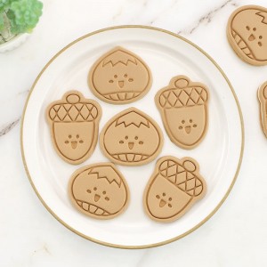 Kacang pinus gaya Korea sareng kapang cookie sandwich chestnut 3d mencét alat baking cookie snack leutik
