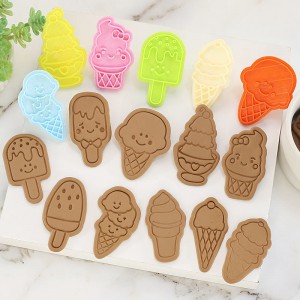 Ice Cream Ice Cream Cartoon Cookie Mold Popsicle Cone DIY Home 3D Press Cookie Baking Tool