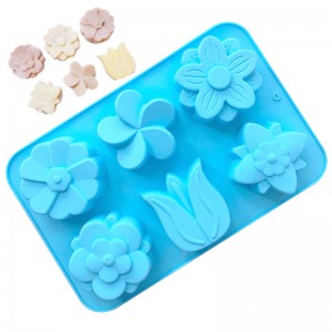 6 cetakan kue silikon berbentuk bunga yang berbeda Cetakan sabun buatan tangan