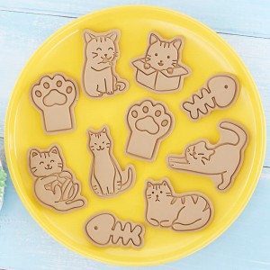 Khuôn làm bánh quy hình mèo hoạt hình 3d công cụ nướng bánh quy âm thanh nổi