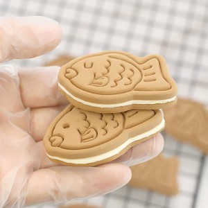 Kananan kifi sanwici biscuit mold yin burodi kayan aiki net ja gida iyaye-yaro 3D danna yin burodi mold