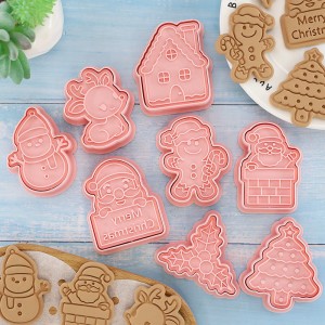 Christmas cookie mold cartoon 3d pressing fondant cookie cutting mold baking tool
