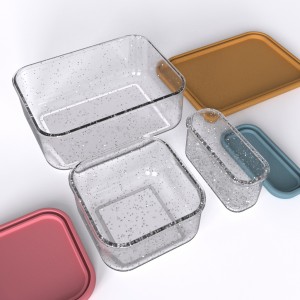 3-pack Glitter Plast Förvaringsbehållare Silikonlock Bento lådor