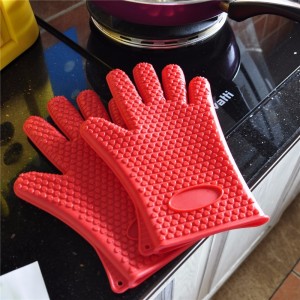 Silikonové rukavice na grilování 5 prstů odolné vůči teplu na vaření a grilování